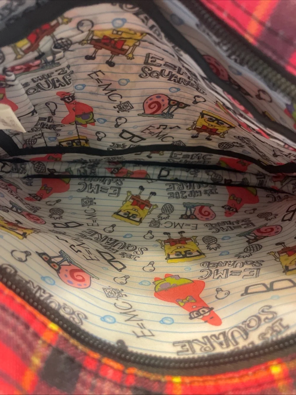 Rare SpongeBob SquarePants Messenger Bag. Nickelodeon. Red/Black Plaid Crossbody